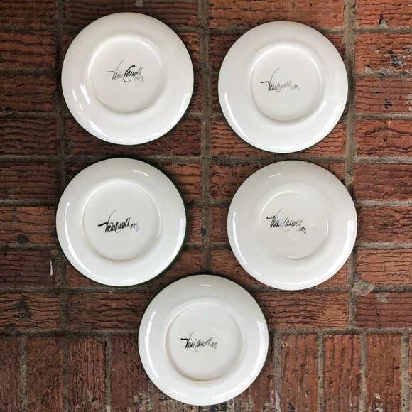 5 Vintage 93 Vicki Carroll Hand Painted Tis the Season Santa Salad Plates 7 3/4”